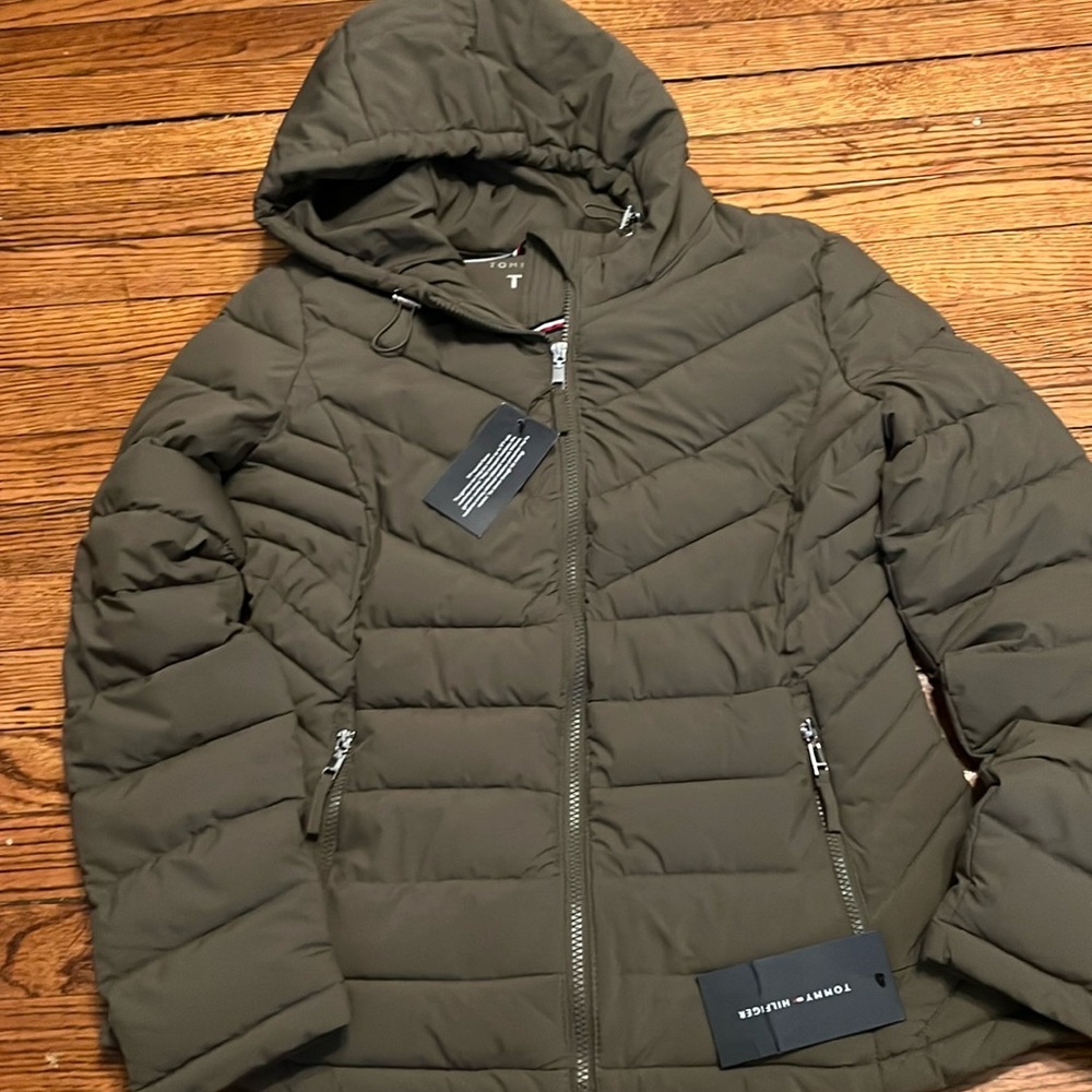 Tommy Hilfiger Olive Green Puffer Jacket